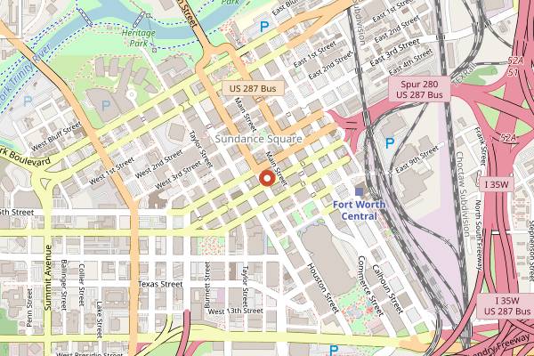 Map showing The Library Bar in Fort Worth