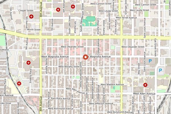 Map showing The Magnolia Wine Bar in Fort Worth