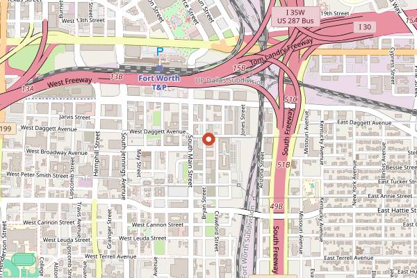Map showing HopFusion Ale Works in Fort Worth