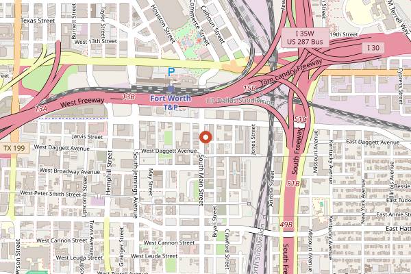 Map showing Southside Cellar in Fort Worth