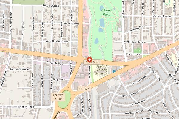 Map showing Fred's Texas Cafe - Camp Bowie in Fort Worth