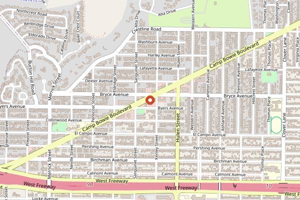 Map showing Fort Worth Coffee Co. in Fort Worth