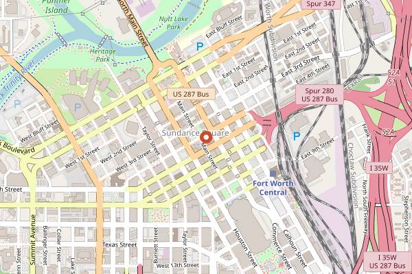 Map showing FunkyTown Donuts and Drafts in Fort Worth