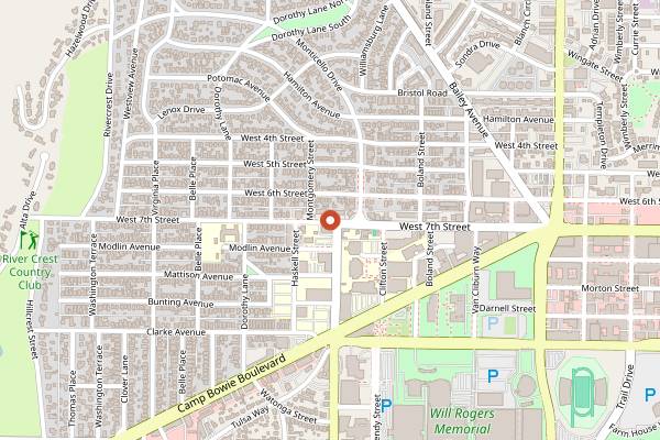 Map showing Match Point Coffee in Fort Worth