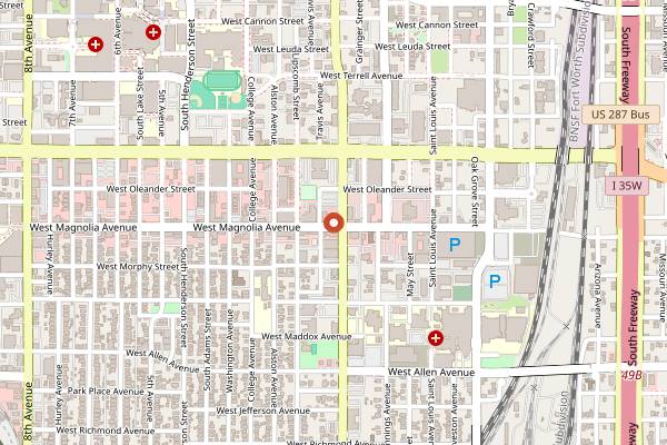 Map showing Paris Coffee Shop in Fort Worth