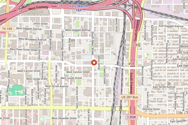 Map showing Summer Moon Coffee - South Main in Fort Worth