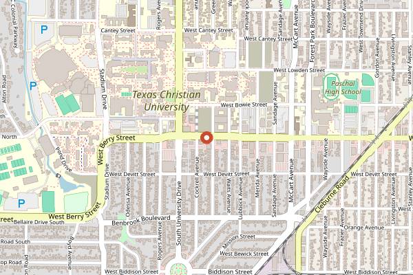 Map showing Fuzzy's Taco Shop in Fort Worth
