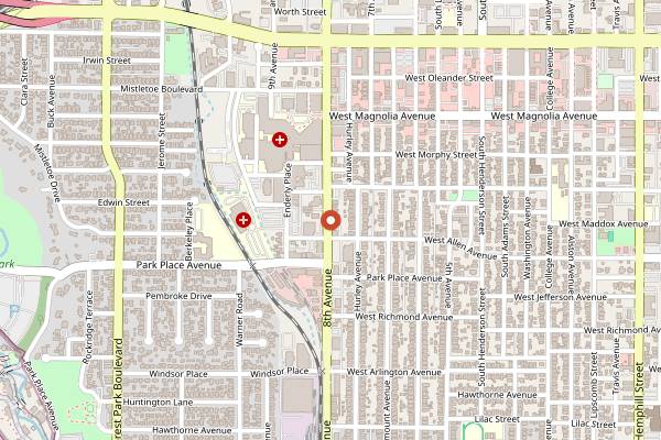 Map showing Mexican Inn Cafe in Fort Worth