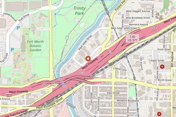 Map showing Pappadeaux Seafood Kitchen in Fort Worth