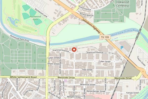 Map showing Novel Coffee Roasters in Fort Worth