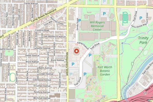 Map showing Fort Worth Stock Show and Rodeo in Fort Worth