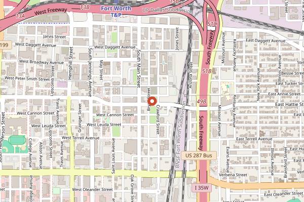 Map showing Panther City BBQ in Fort Worth