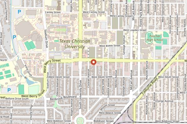 Map showing Toppers Pizza in Fort Worth
