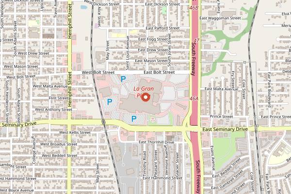 Map showing La Gran Plaza de Fort Worth in Fort Worth