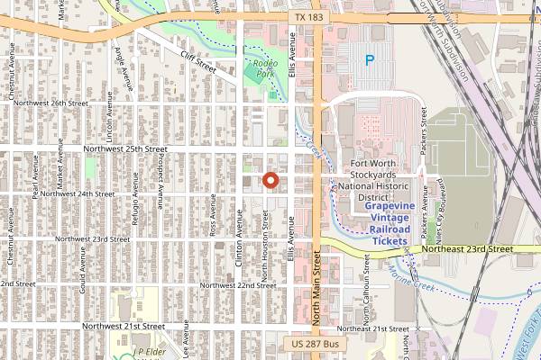Map showing Rodeo Exchange in Fort Worth