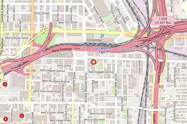 Map showing Tulips FTW in Fort Worth