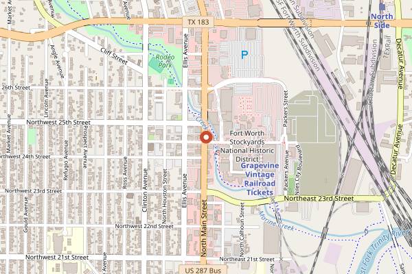 Map showing Cattlemen's Steakhouse in Fort Worth