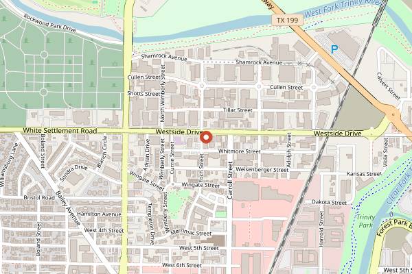 Map showing Clay Pigeon Food and Drink in Fort Worth