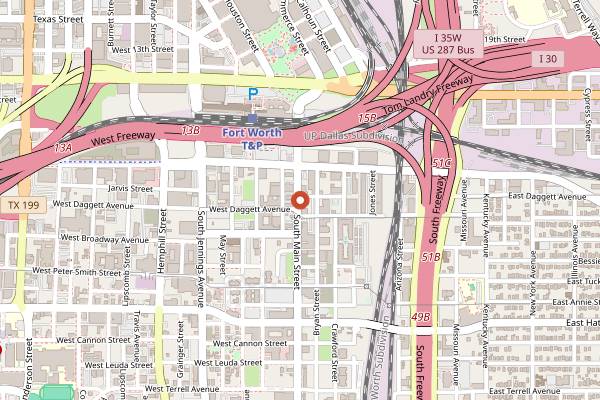Map showing Soma Winery in Fort Worth