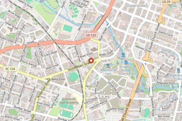 Map showing Smiley's On the Roxx in Greenville