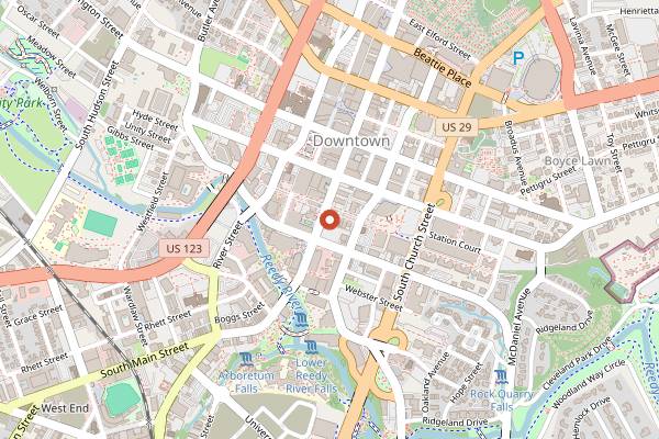 Map showing Soby's (Sunday Brunch) in Greenville