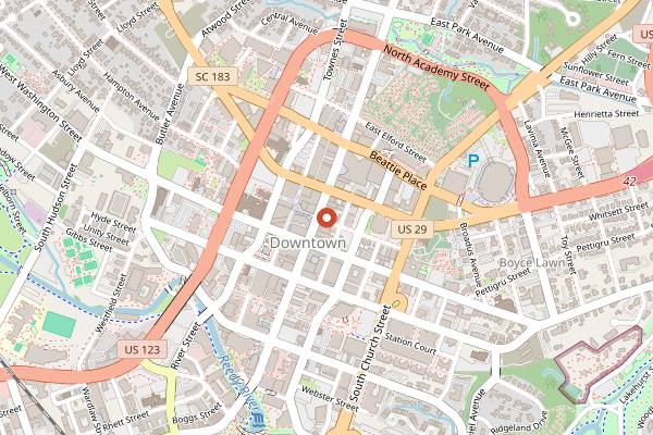 Map showing Coffee Underground (Roastery) in Greenville