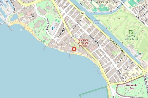 Map showing Mai Tai Bar at the Royal Hawaiian in Honolulu