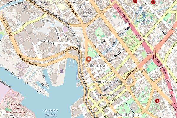 Map showing Skull and Crown Trading Co. in Honolulu