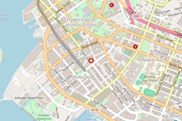 Map showing Aloha Beer Co. Kakaako in Honolulu