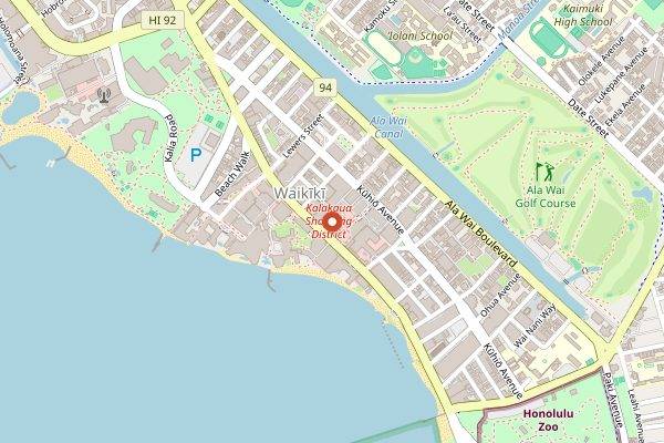 Map showing Maui Brewing Company Waikiki in Honolulu