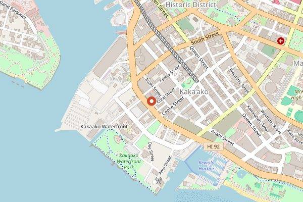 Map showing Highway Inn Kakaako in Honolulu