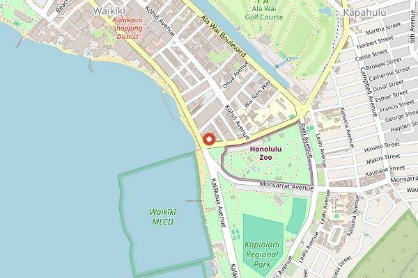 Map showing Hawaiian Aroma Caffe in Honolulu