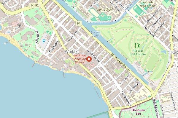 Map showing Kona Coffee Purveyors in Honolulu