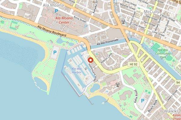 Map showing Honolulu Coffee Company in Honolulu