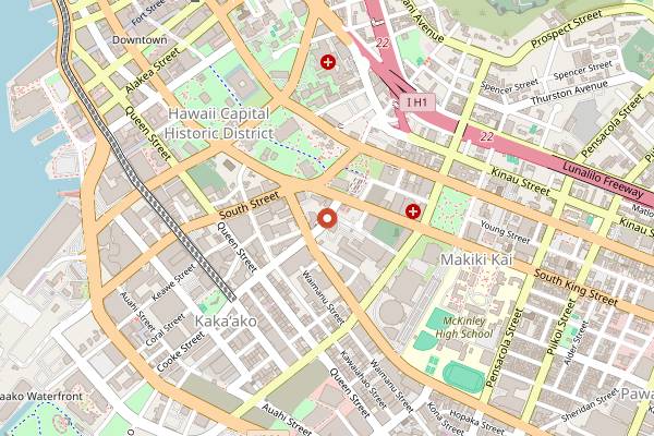 Map showing Honolulu Night Market Kakaako in Honolulu