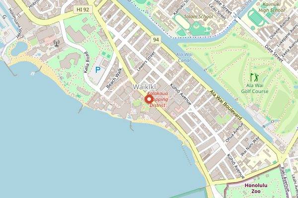 Map showing Waikiki Spam Jam in Honolulu