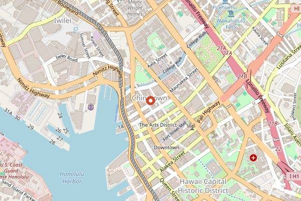 Map showing Chinatown Honolulu Marketplaces in Honolulu