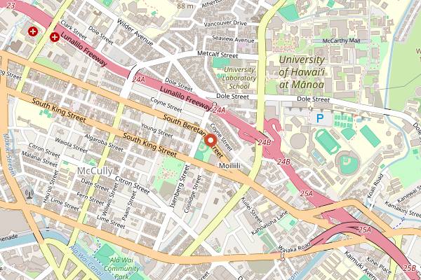 Map showing Anna O'Brien's in Honolulu