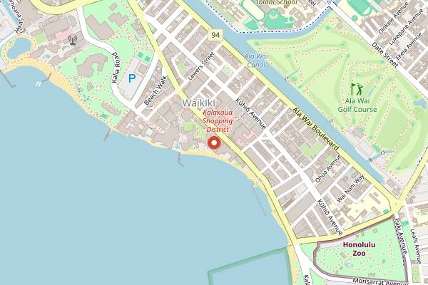 Map showing Blue Note Hawaii in Honolulu