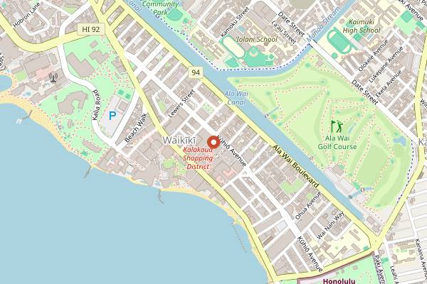 Map showing Hideout by the Laylow in Honolulu