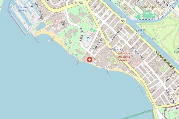 Map showing Lewers Lounge in Honolulu