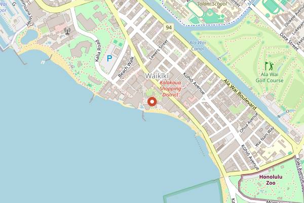 Map showing Mai Tai Bar Royal Hawaiian Live Music in Honolulu
