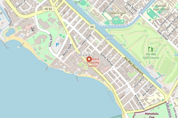 Map showing Sky Waikiki in Honolulu