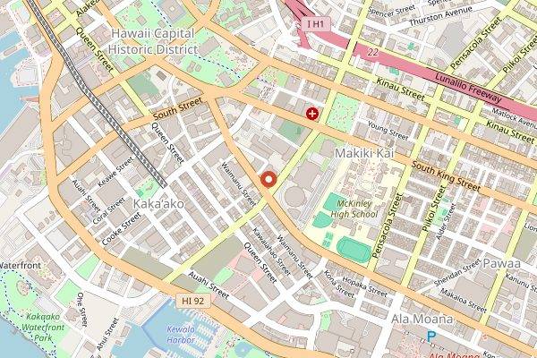 Map showing MW Restaurant in Honolulu