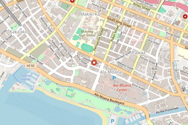 Map showing Side Street Inn Ala Moana in Honolulu