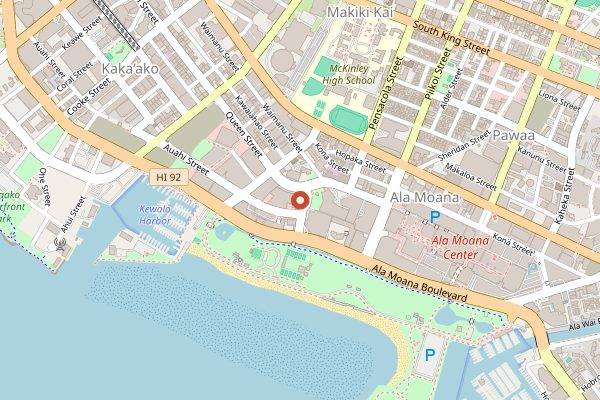 Map showing Off The Wall Craft Beer and Wine in Honolulu