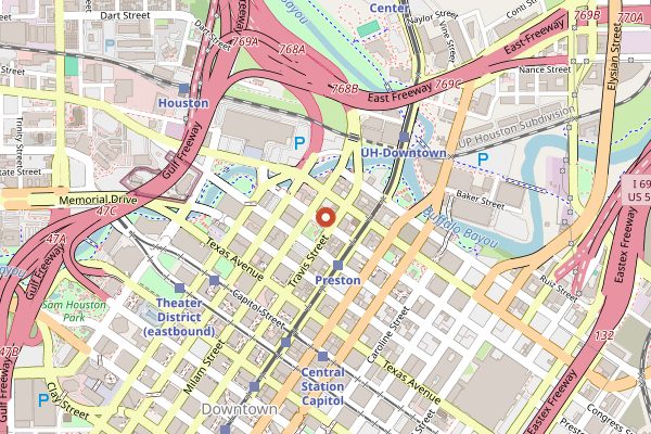 Map showing La Carafe in Houston
