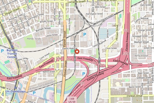 Map showing Saint Arnold Brewing Company in Houston