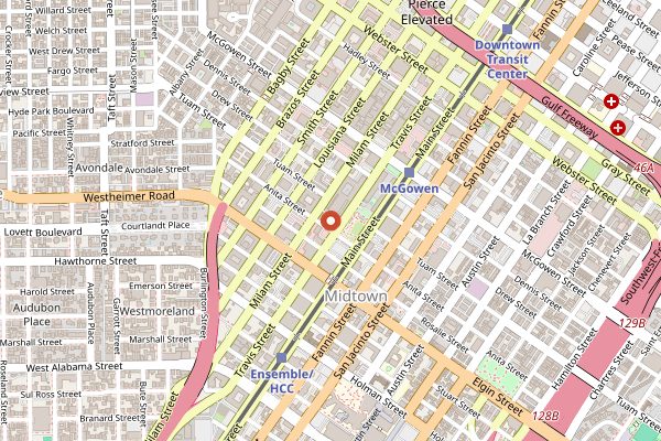 Map showing Cali Sandwich & Pho in Houston