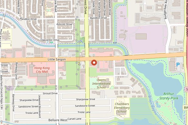 Map showing Pho Binh (Bellaire) in Houston